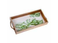 Bandeja de madera rectangular hojas 