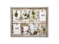 Portafoto 8 pinzas madera gris