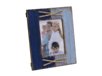 Portafoto cuerda madera envejecido 13x18cm