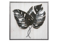 Cuadro madera metal hojas 48x48cm