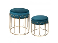 Set 2 taburete metal y terciopelo 47x40cy 33x33cm 