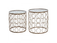 Set 2 mesas metal-cristal doradas 35x37h - 40x44h