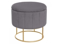 Puf-cofre de terciopelo gris D39xH40