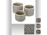 Set 3 macetas mimbre y tela 24cm 22cm 18cm