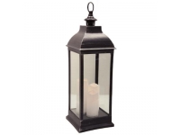 Farol NEGRO 71cm x24cm con 3 velas led 22-18-15cm. 
