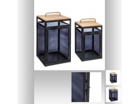 Set 2 faroles metal y madera 49-39cm