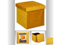 Puf con tapa en terciopelo mostaza 38x38cm
