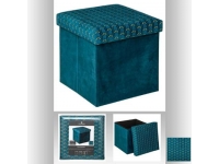 Puf con tapa en terciopelo azul 38x38cm