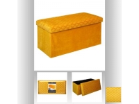 Banco con tapa terciopelo mostaza 76x38cm