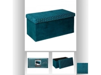 Banco con tapa en terciopelo azul 76x38cm