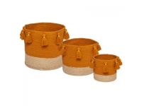 Set 3 cestos mimbre-tela ROJO ó NARANJA 27-22-16cm